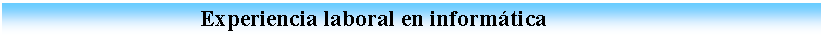 Cuadro de texto:                                  Experiencia laboral en inform�tica