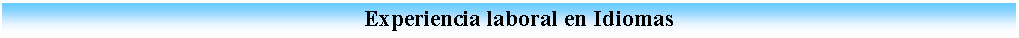 Cuadro de texto:                                                              Experiencia laboral en Idiomas